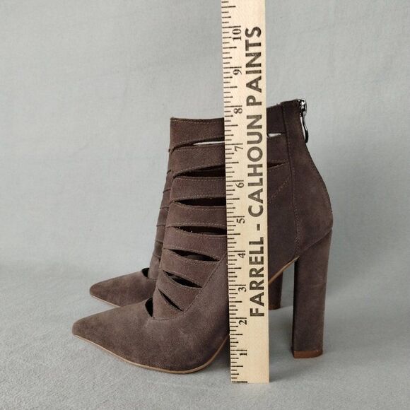 Steve Madden CARDII Suede Leather Pointy Toes Taupe Heeled Booties, Size 8M - Picture 3 of 13